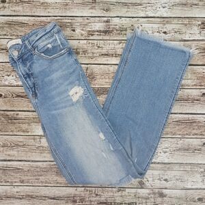 Risen Womens Distressed Blue Jeans Straight Leg Size 9